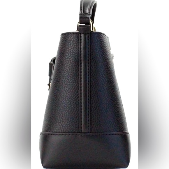 MICHAEL Michael Kors Black Mercer Small Drawstring Leather Messenger Bucket Tote - Picture 3 of 9